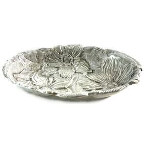 Vintage R.H. Macy Metal Floral Dish Bowl Made In India 11” Long 7.5” Wide